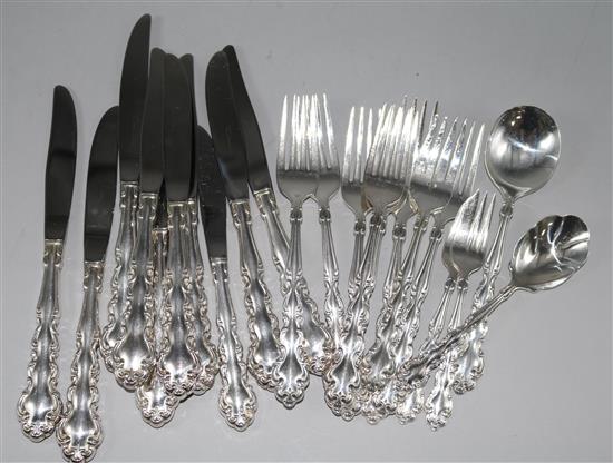 A part canteen of plated wavy edged cutlery